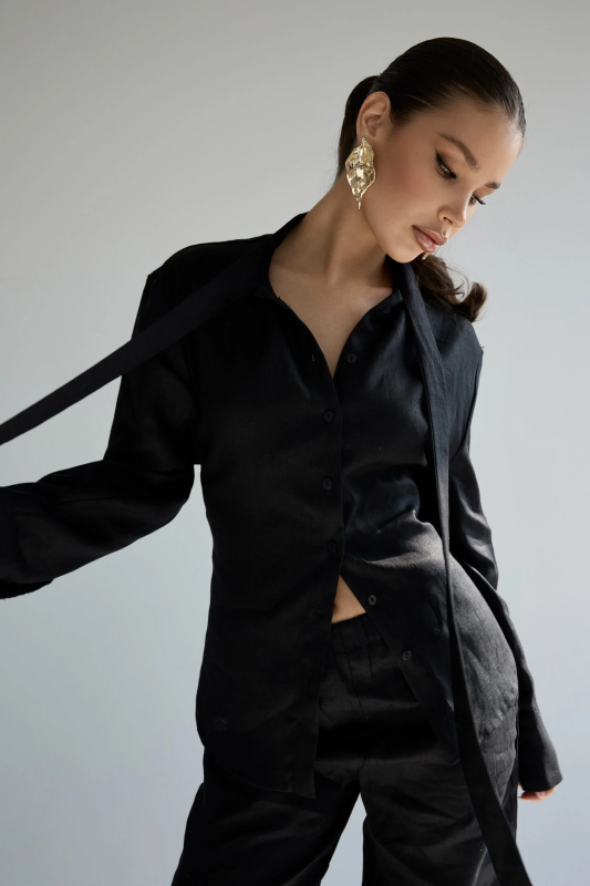 Thumbnail: Elowen Cotton Tie-Waist Blouse