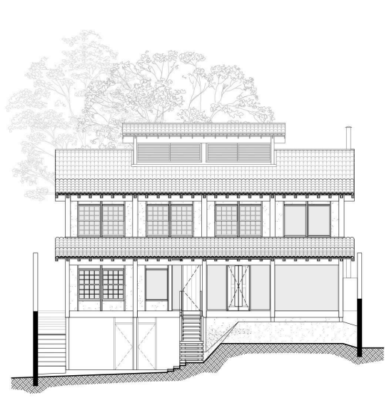 Figura 32: Vista da fachada Noroeste do projeto Casa Morumbi. Fonte: Amanda Carvalho (2018).