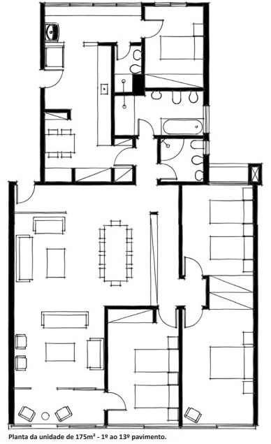 Figura 25 - Planta apartamentos do 1 ao 13° pavimento