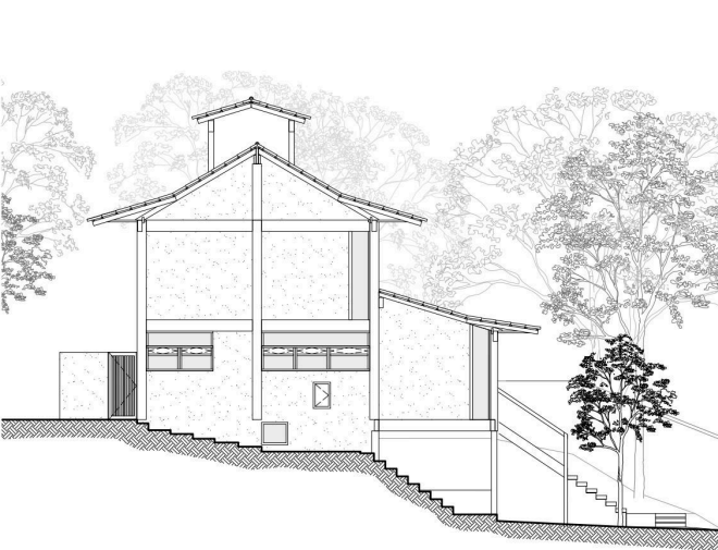 Figura 33: Vista da fachada Sudoeste do projeto Casa Morumbi. Fonte: Amanda Carvalho (2018).
