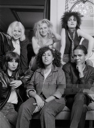 Debbie Harry of Blondie, Viv Albertine of The Slits, Siouxsie Sioux of Siouxsie And The Banshees, (Front) Chrissie Hynde of The Pretenders, Poly Styrene of X-Ray Spex, and Pauline Black of The Selecter