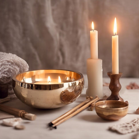 new age sound healing, crystal singing bowls, tuning forks and one candle.jpg
