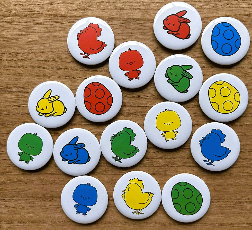 Thumbnail: kleurenspel met buttons voor peuterhanden: thema Pasen / lente