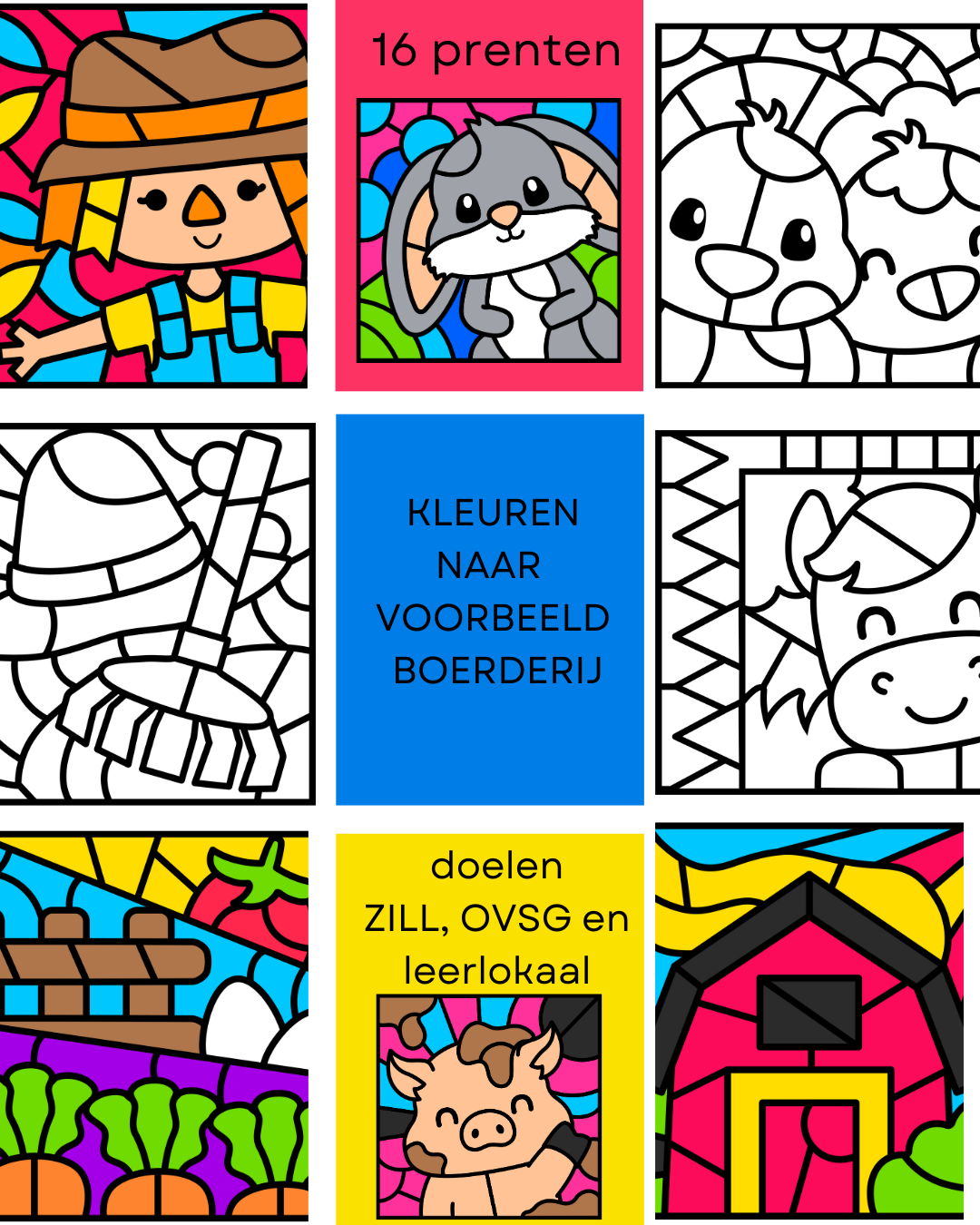 Kleuren naar voorbeeld thema boerderij
