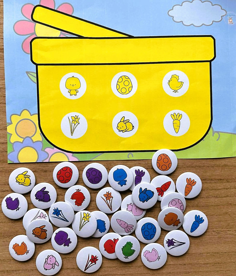 Thumbnail: kleurenspel met buttons - thema Pasen / lente