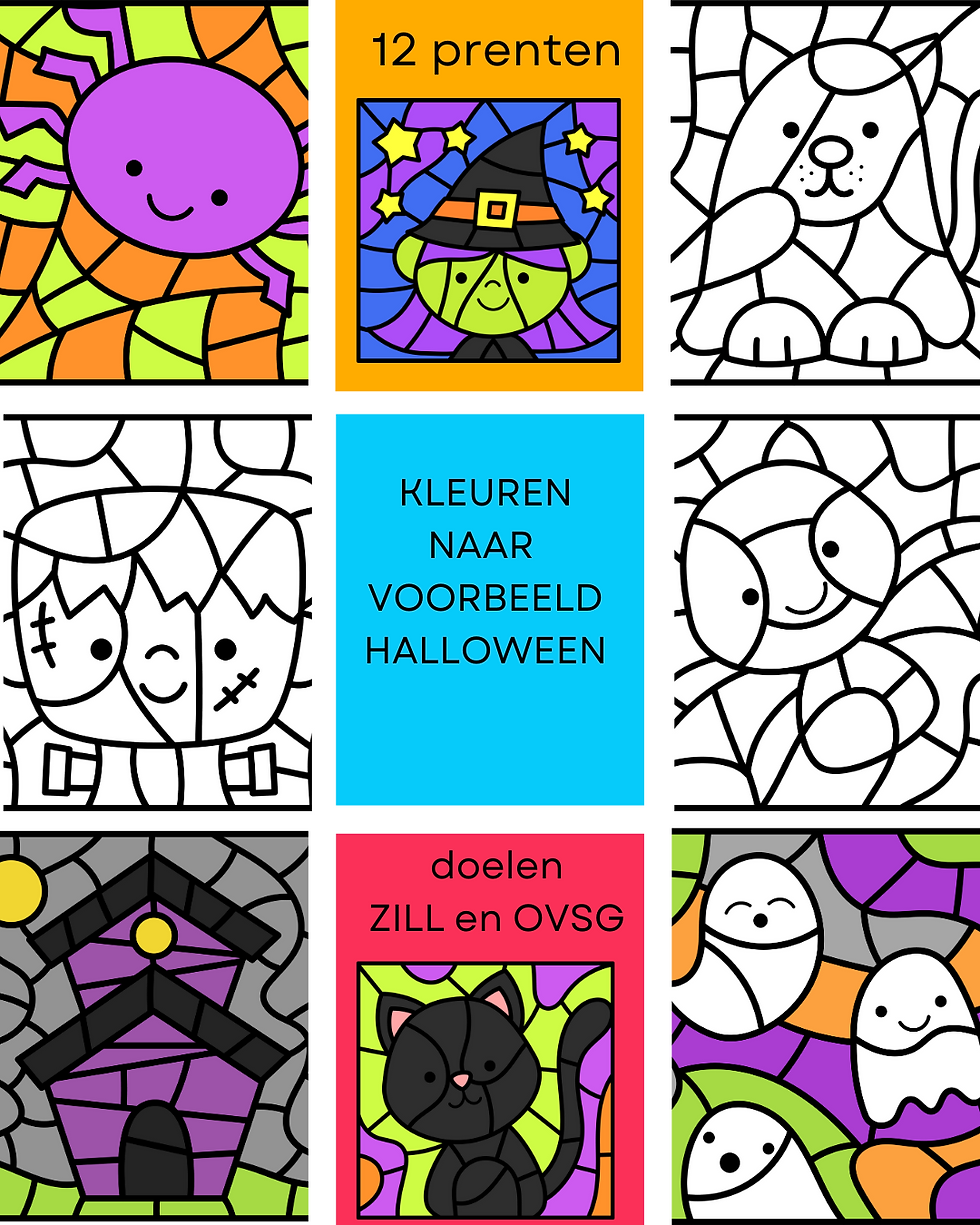 kleuren naar voorbeeld - thema Halloween