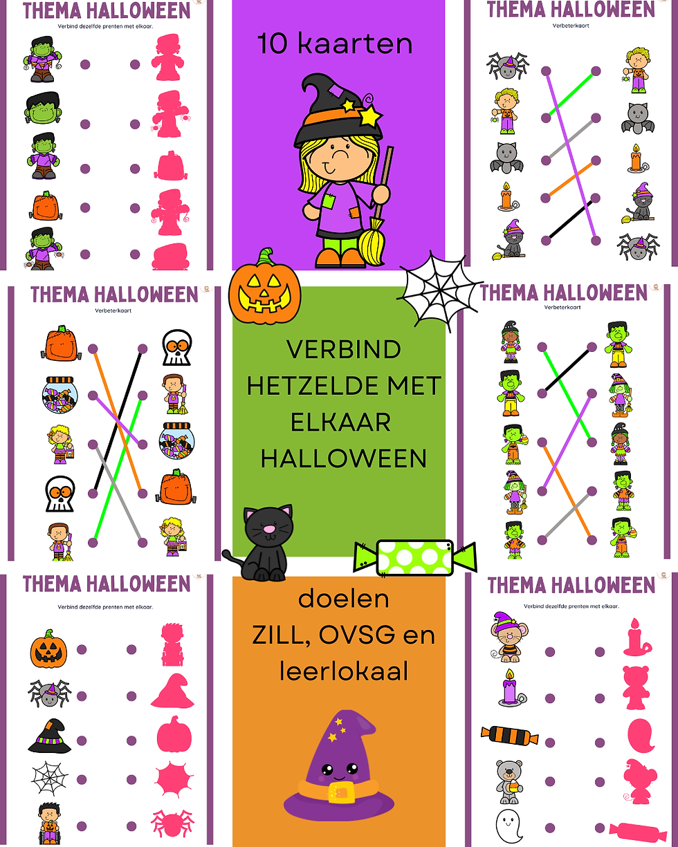 Verbind dezelfde figuren met elkaar thema halloween