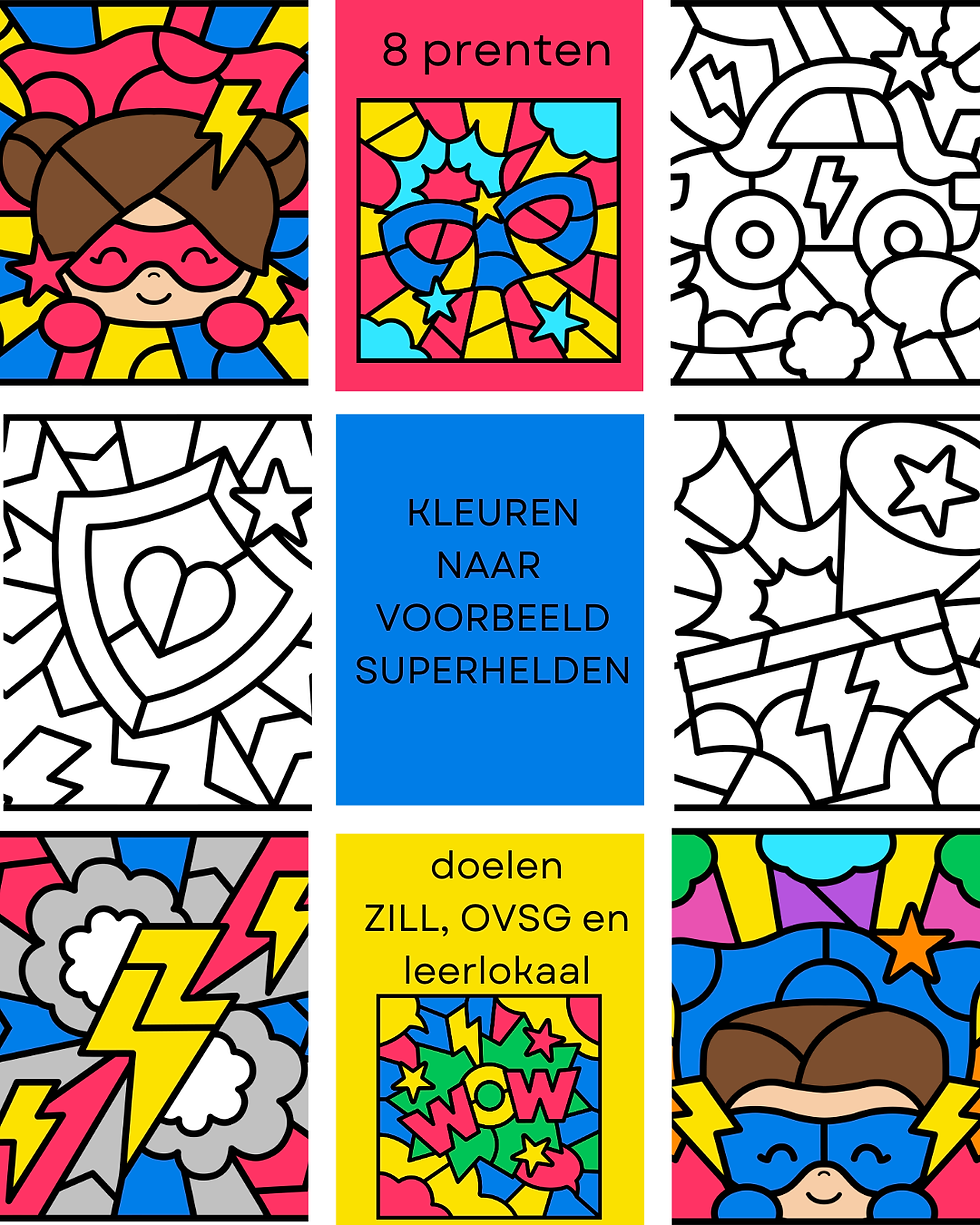 Kleuren naar voorbeeld thema superhelden