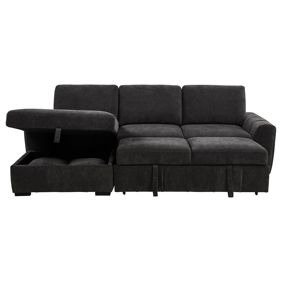 Thumbnail: "Pastrana" Sofa Chaise with Bed/Storage in Grey Fabric