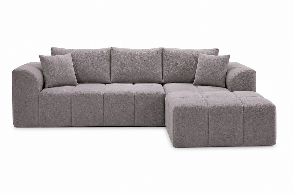 Miniatura: "Baskin" 2-Pcs Sofa Chaise in Oslo Camel or Pewter Grey Fabric