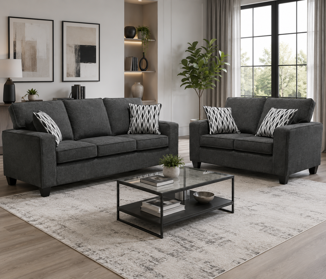 "Cotton" Contemporary Grey Sofa & Loveseat Living Room Set 🛋️✨