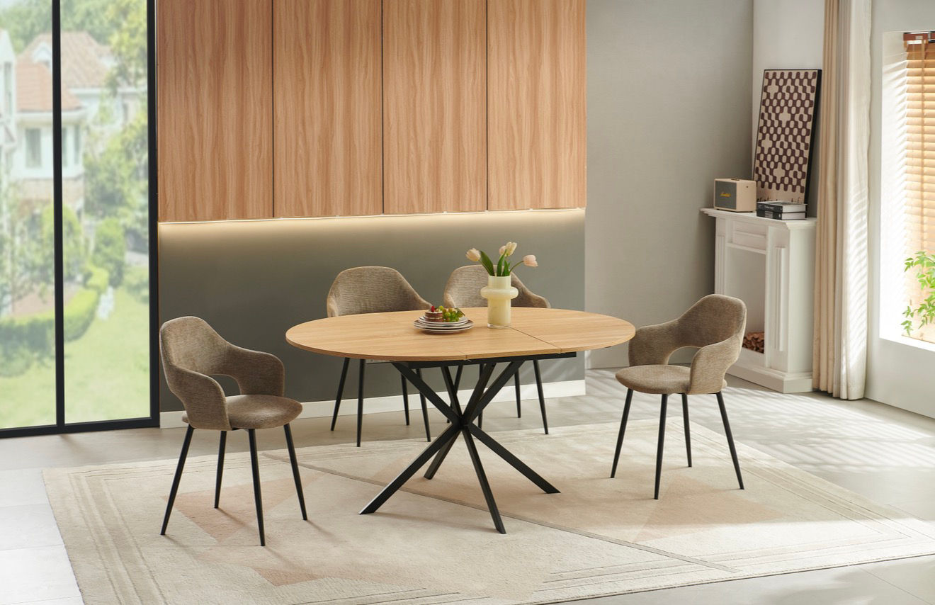 "Angela" 5-Pcs Dining Set In Taupe Fabric