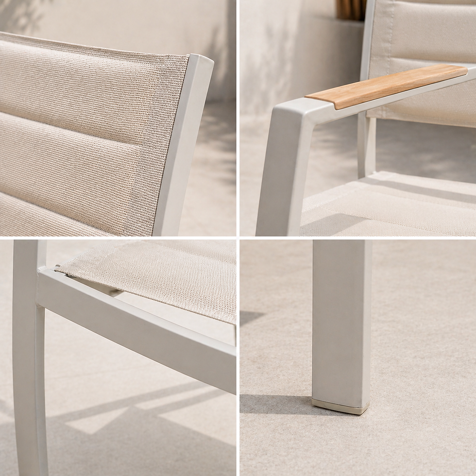 Miniatura: "Tenerife" Padded Dining Chair In Light Grey Aluminum