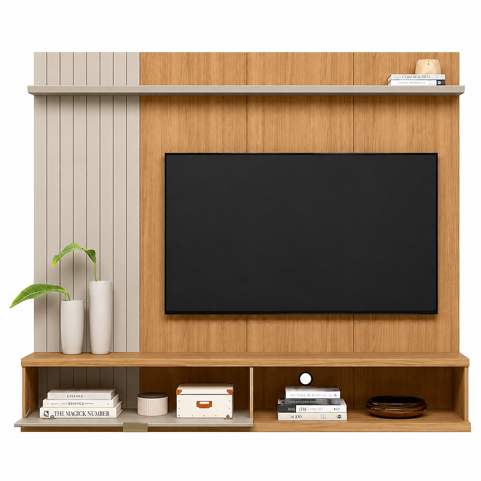Miniatura: "Sintra" Tv Wall Rack in Natural & Off White Finish