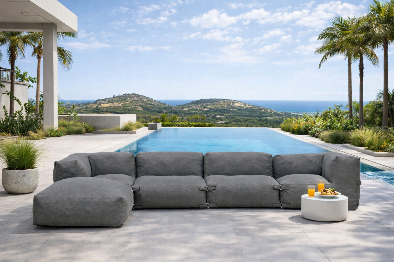 "Lazy" 5-Pcs Modular in Olefin Outdoor Fabric