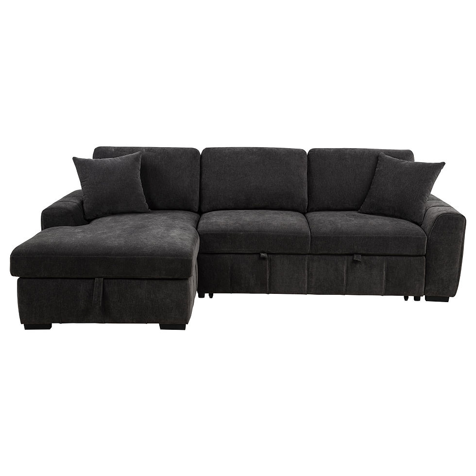 Thumbnail: "Pastrana" Sofa Chaise with Bed/Storage in Grey Fabric