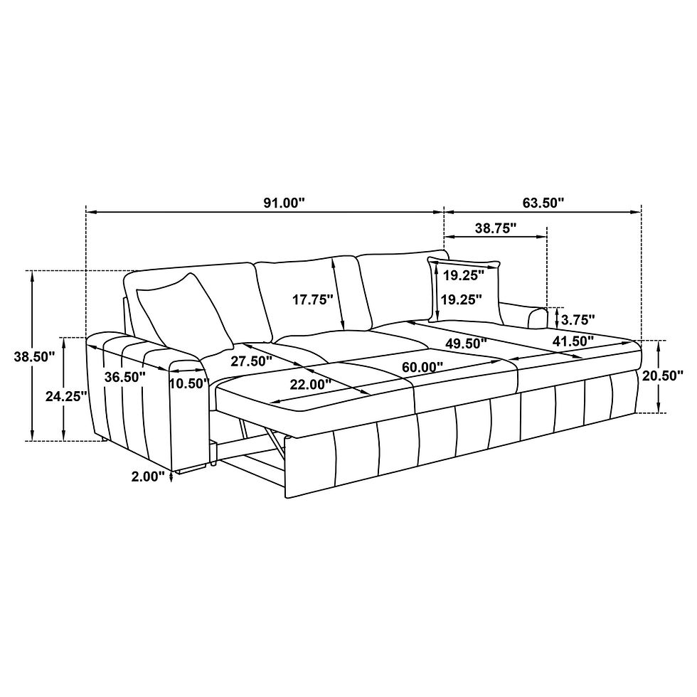 Miniatura: "Pastrana" Sofa Chaise with Bed/Storage in Grey Fabric