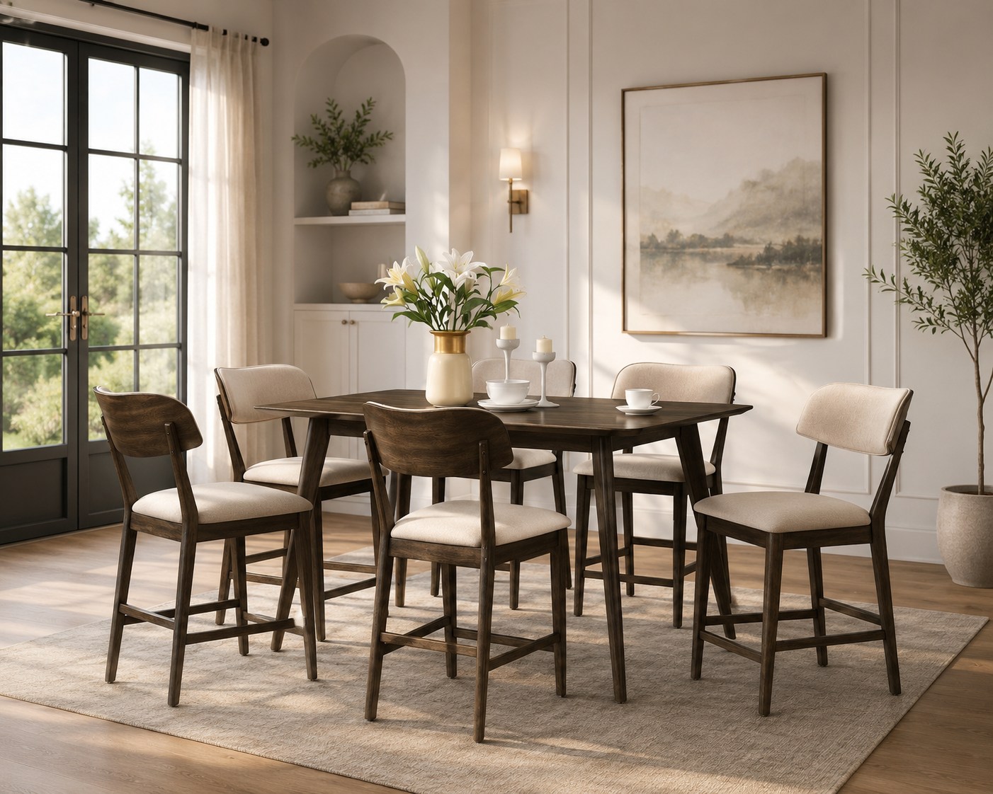 "Rex" 7 Piece Counter Height Dining Set – Timeless Mid-Century 🍽️✨