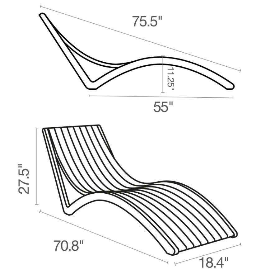 Miniatura: "Malibu" Curved Chaise Lounge in UV Resistant Resin