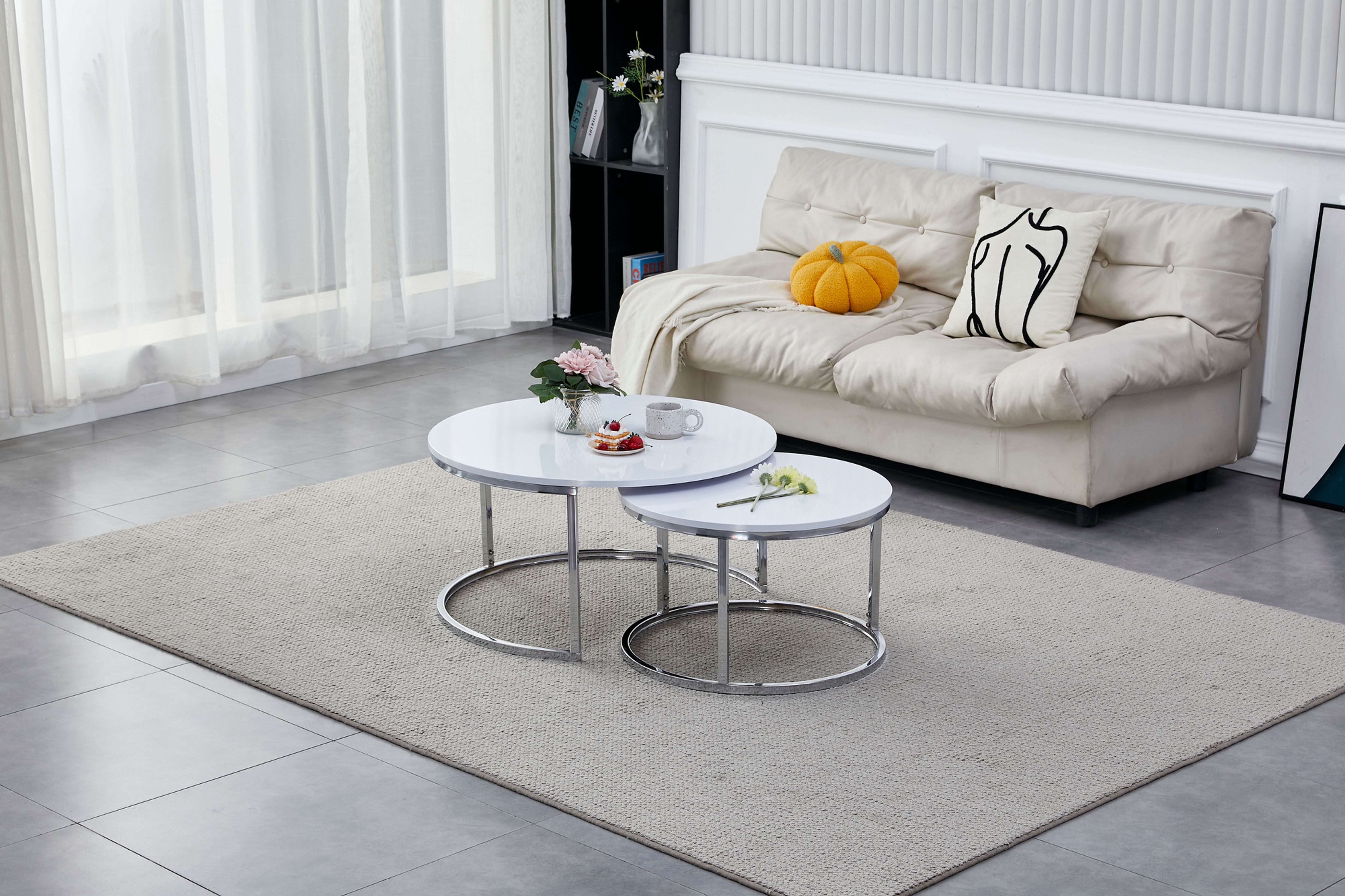 "linden" 2-Pcs Nesting Tables in Gloss White Top