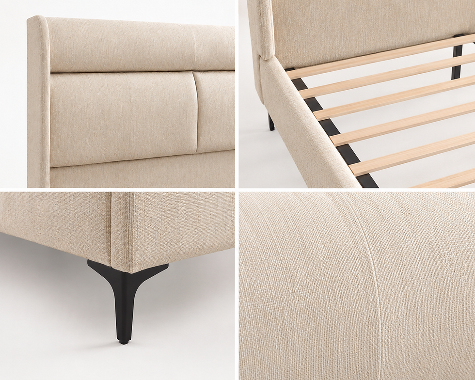 Miniatura: "Hazel" Upholstered Wingback Bed – Elegant Comfort for Modern Bedrooms 🛏️✨