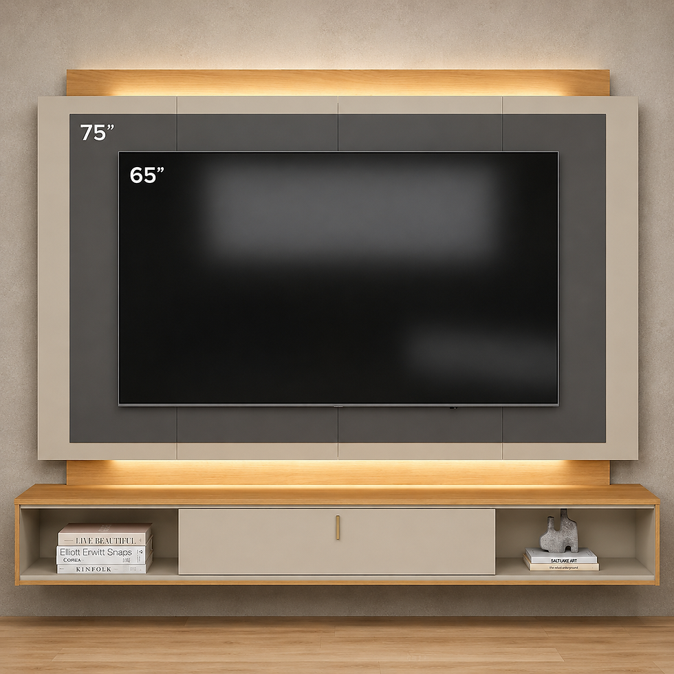 Miniatura: "Havana" Tv Wall Rack in Natural & Off White Finish