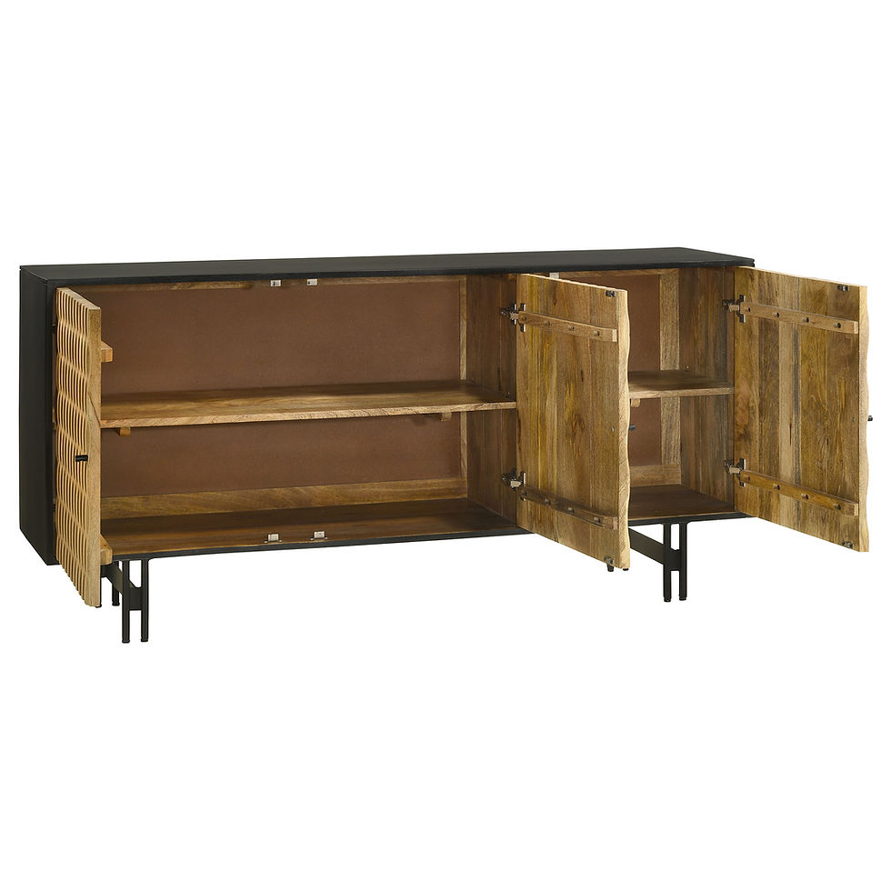 Thumbnail: "Amineh" 3-Door Hutch in Solid Wood