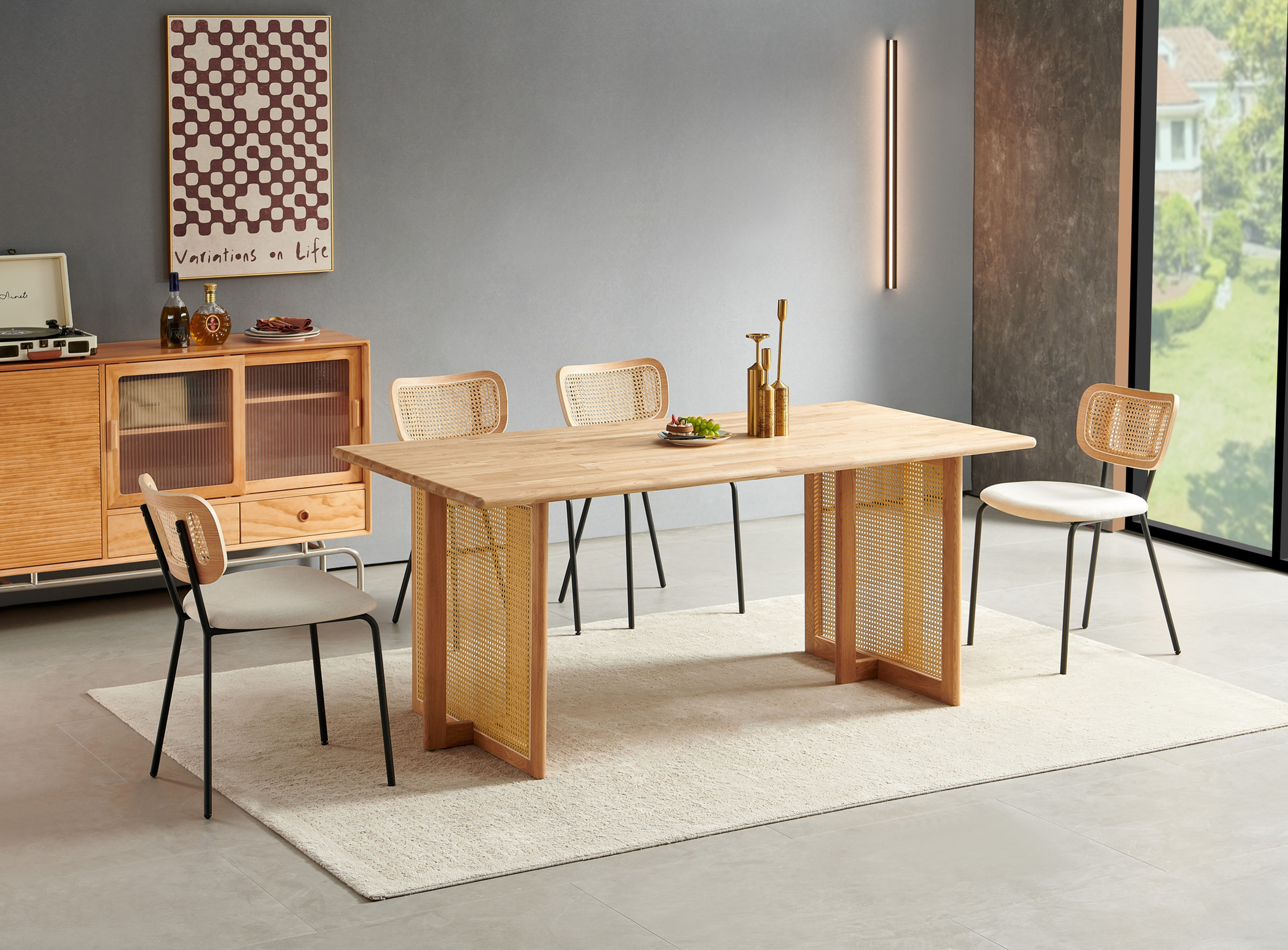 "Lucas" Dining Set Collection in Natural Wood Top