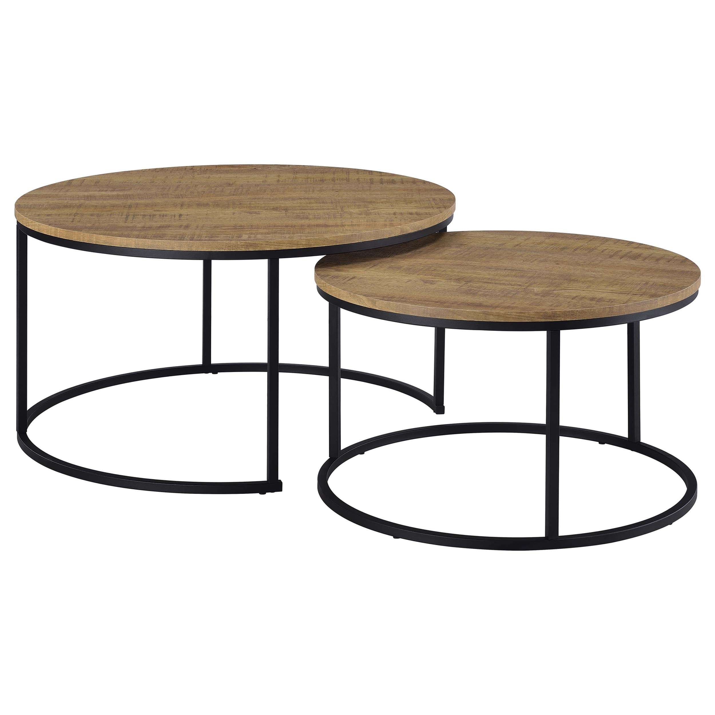 "Lainey" Round 2-Piece Nesting Coffee Table Brown And Black