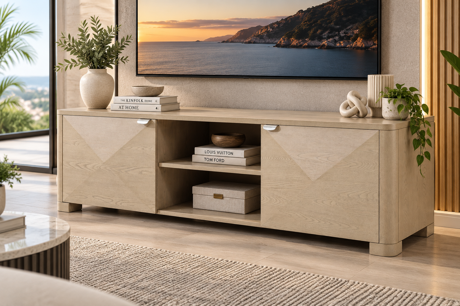 "Marcelo" 71-inch TV Stand Media Console Light Elm