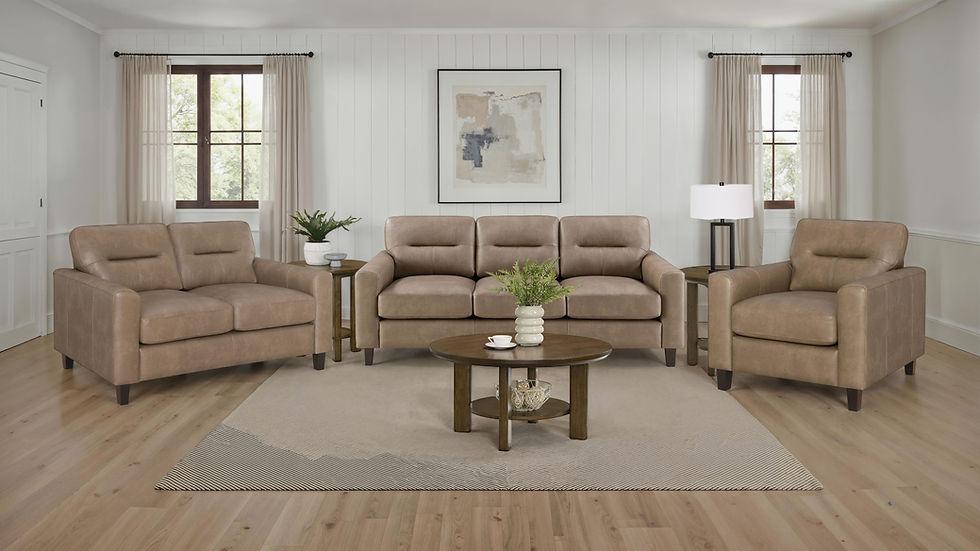 Thumbnail: "Scott" Sofa Set In Taupe Vinyl Fabric