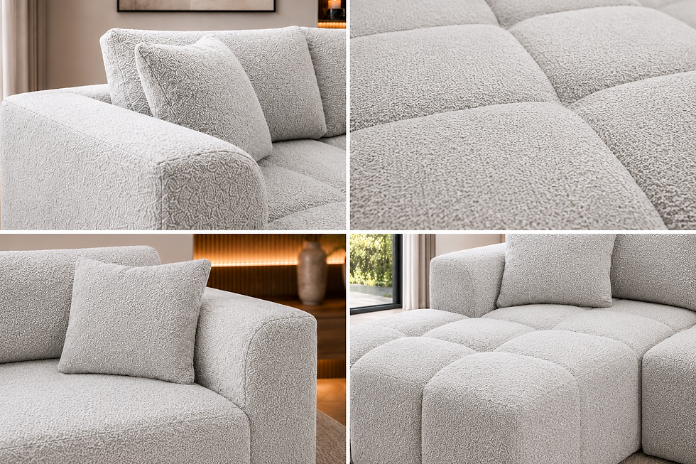 Miniatura: "Baskin" 2-Pcs Sofa Chaise in Oslo Camel or Pewter Grey Fabric