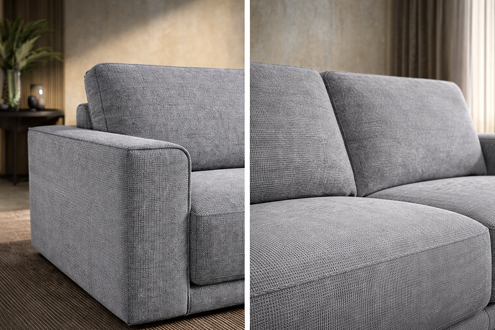 Thumbnail: "Beverly" Sofa Collection in Linen Grey Fabric