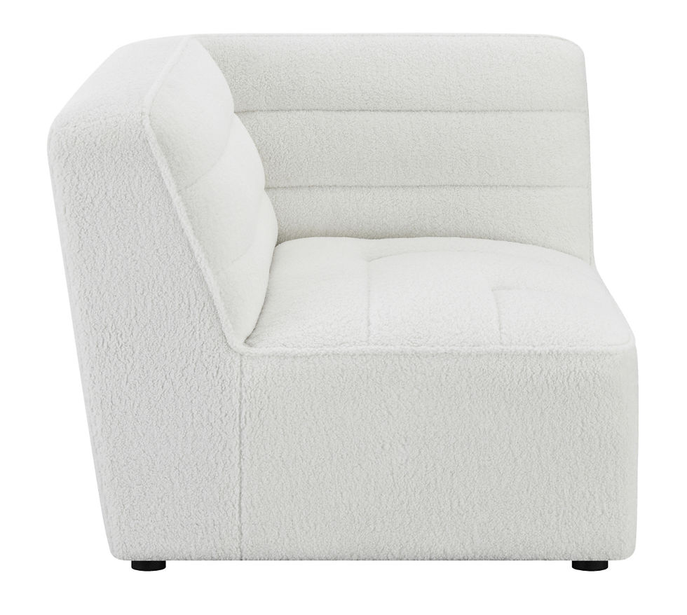 Miniatura: “Sunny” Corner Chair in Faux Sheep Skin Fabric Side View Silo