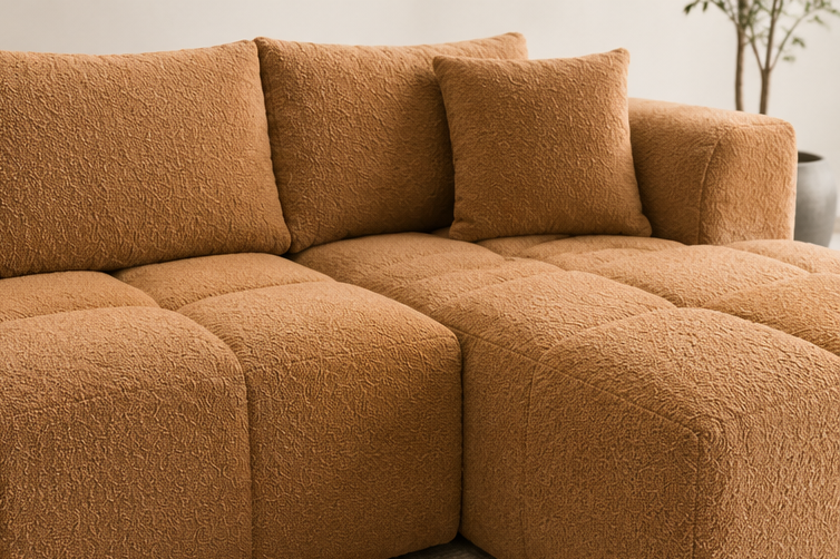Miniatura: "Baskin" 2-Pcs Sofa Chaise in Camel or Pewter Fabric