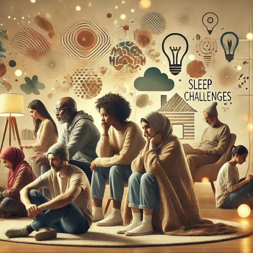 a group of people sat thinking