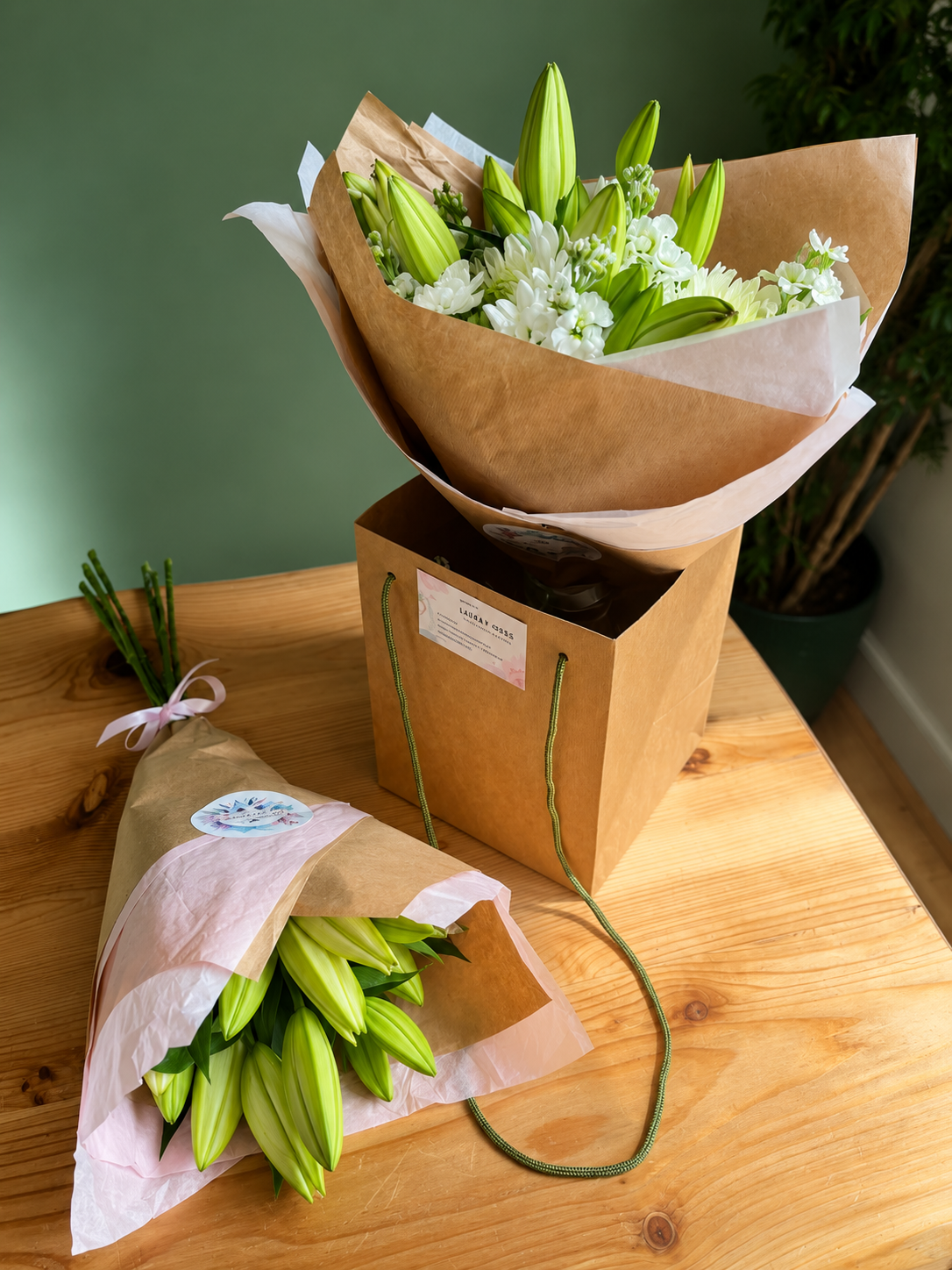 Hand-tied flower bouquet
