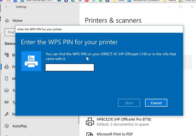 wps pin hp printer