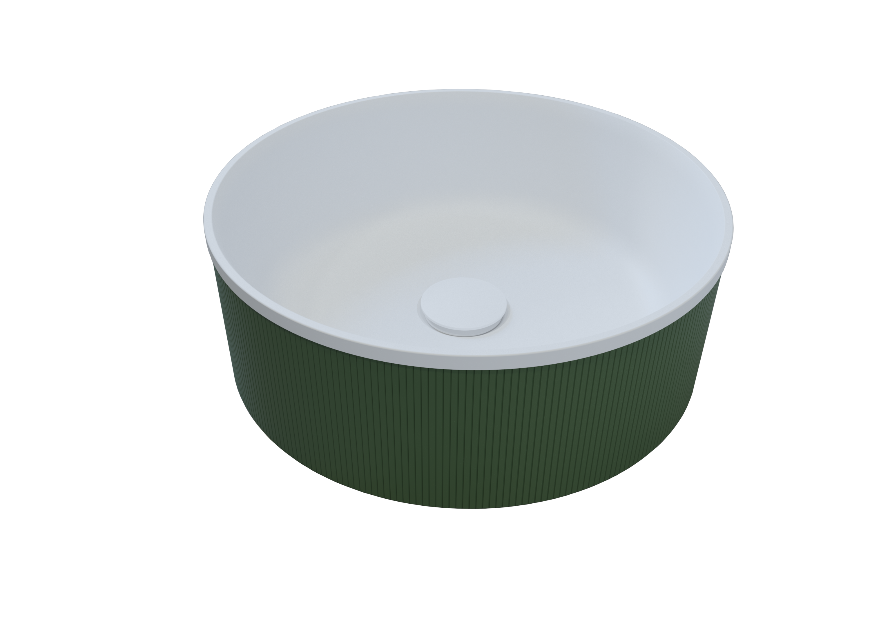 כיור נירוסטה מונח עגול קוטר 36  משולב קוריאן ונירוסטה פסים צבע מנדרין