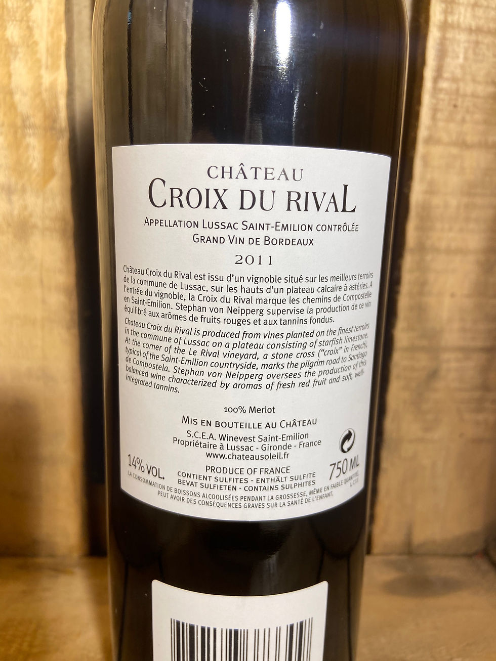 Thumbnail: Vin rouge Châteaux croix du rival bordeaux 2011 14%
