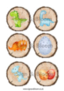 Dinosaur Log Slice 6 Pc Set Instant Download Printable