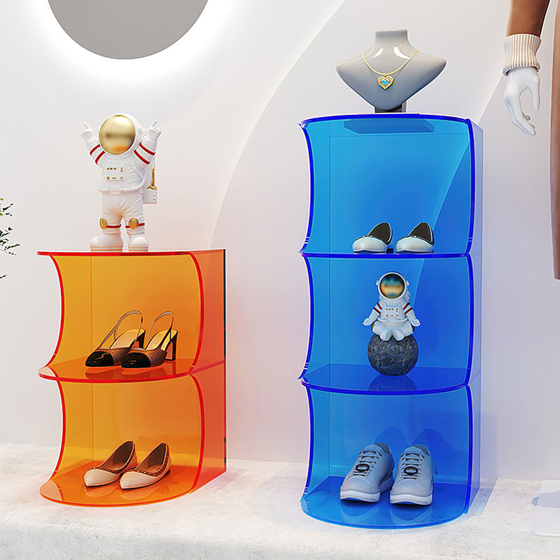 Thumbnail: Orange Acrylic Clear Display Cabinet Blue Acrylic Stand