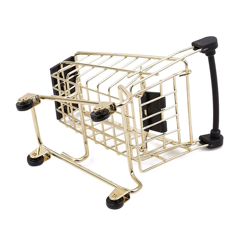 Thumbnail: Metal Shopping Cart Supermarket gold Mesh Shopping Trolley