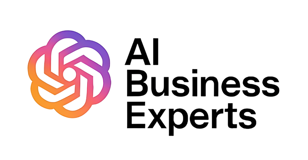 Image shows the logo of "AI Business Experts", a UK consultancy helping businesses understand how artificial intelligence (AI) can make their organisation more profitable.