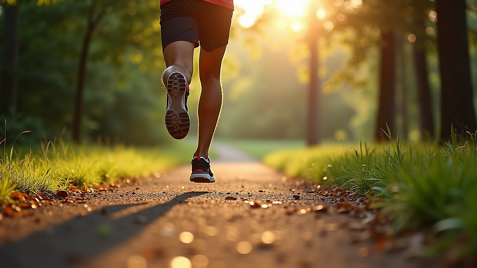 Eye-level view of a running trail in a park