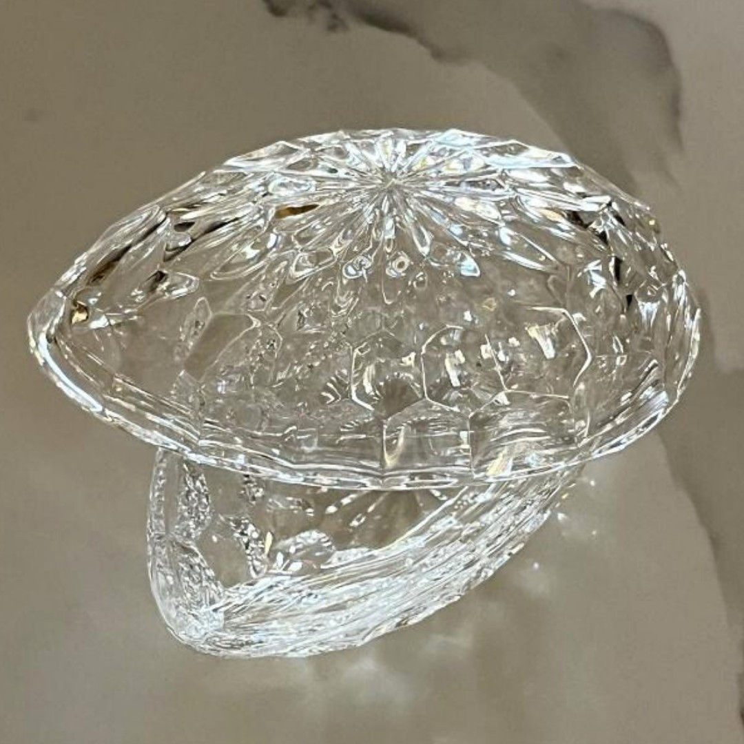 Crystal - Egg Shaped Oval Lidded Candy Trinket Dish