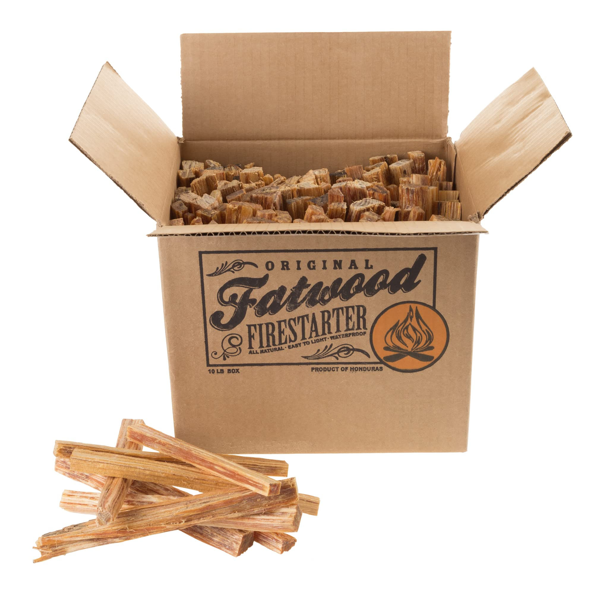 Fatwood Fire Starter Sticks 10lb Box - Indoor or Outdoor 100% All Natural Pin...