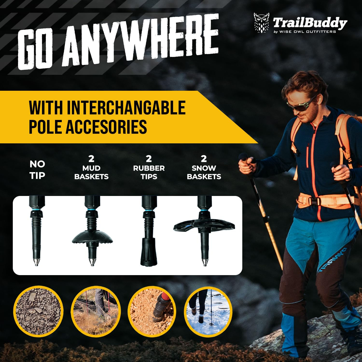 TrailBuddy Trekking Poles – Lightweight 7075 Aluminum Hiking Poles for Women,...