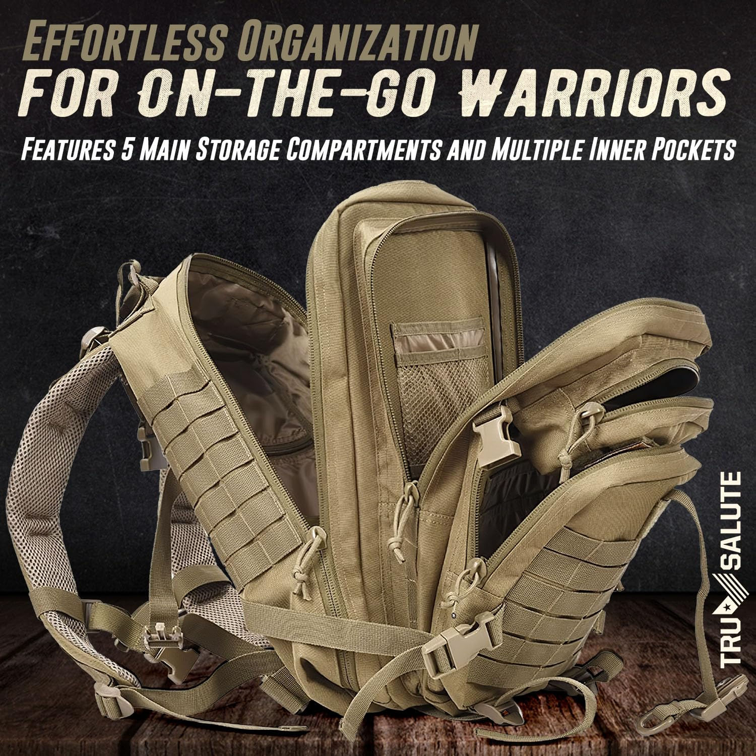 Tru Salute 45L Military Tactical Backpack Large Army 3 Day Assault Pack Molle...