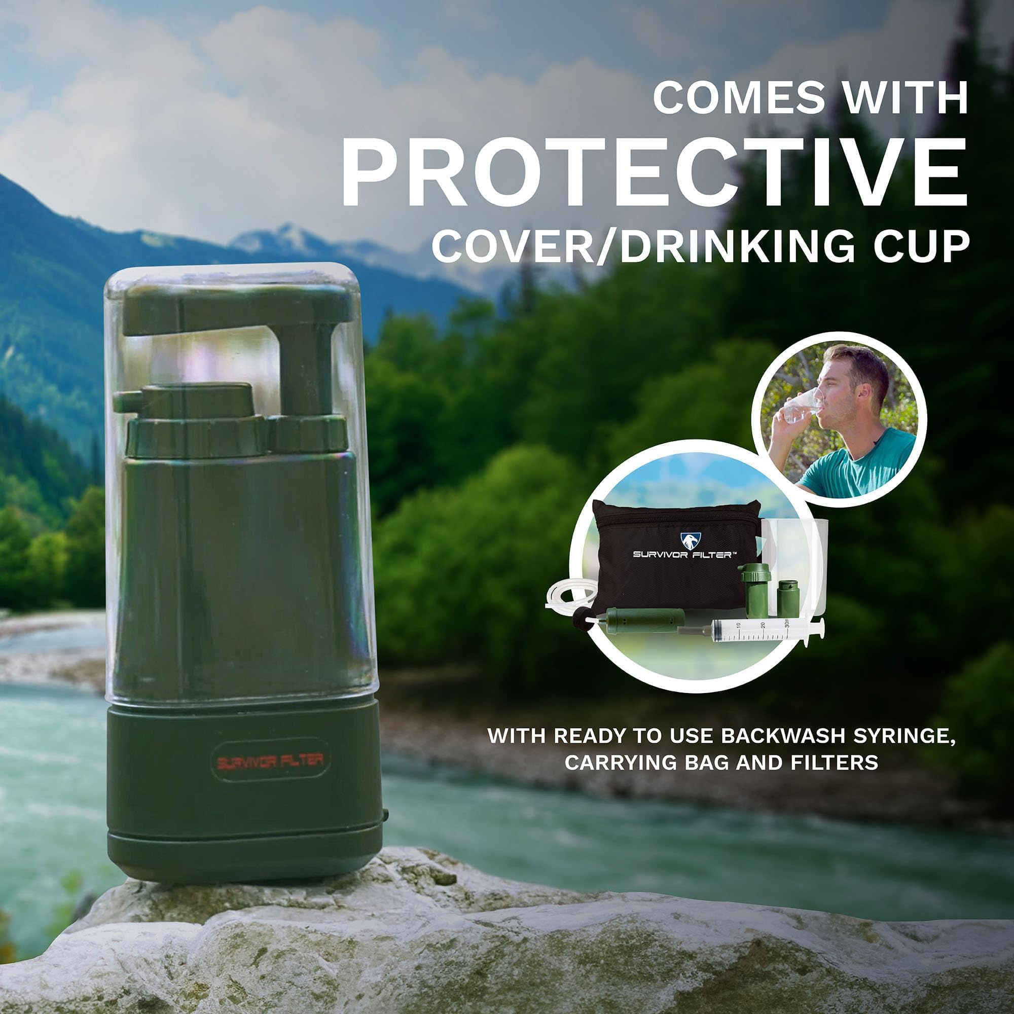 Survivor Filter PRO Portable Water Filter for Camping, Survival & Emergency